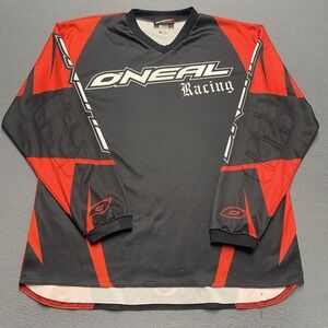 VTG Oneal Racing Shirt Mens Medium Black Red MX Motocross Jersey Long Sleeve Y2K